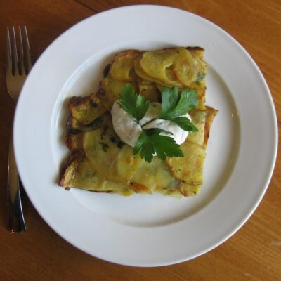 potato pancake with herbed sour cream