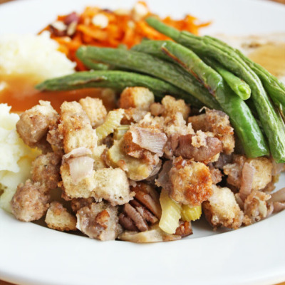 This apple-pecan cornbread dressing is my favorite! It's perfect for Thanksgiving.