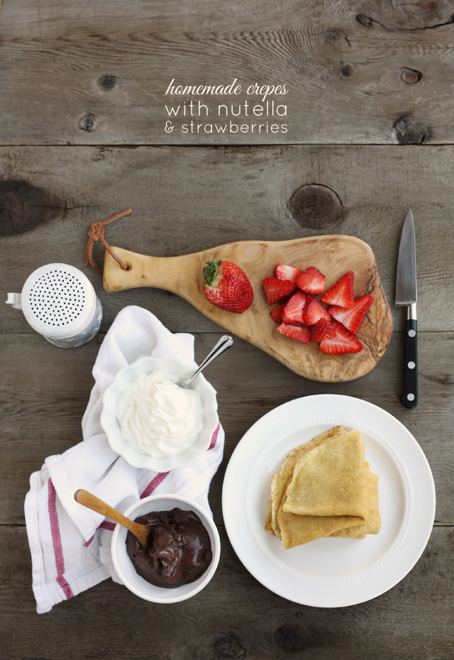 These homemade crepes with strawberries and nutella are one of our favorite meals!