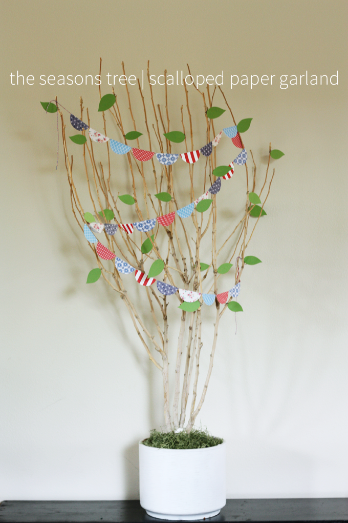 seasons tree potted branch decorations seasonal paper scallops