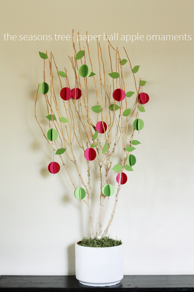 seasons tree paper ball apple ornaments