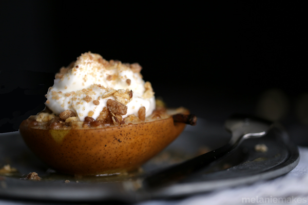granola streusel baked pears melanie makes