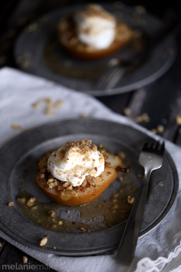 granola streusel baked pears melanie makes