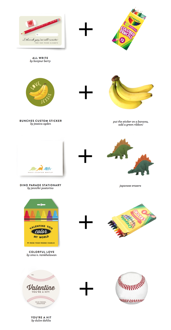 Candy-free classroom valentine ideas from Minted