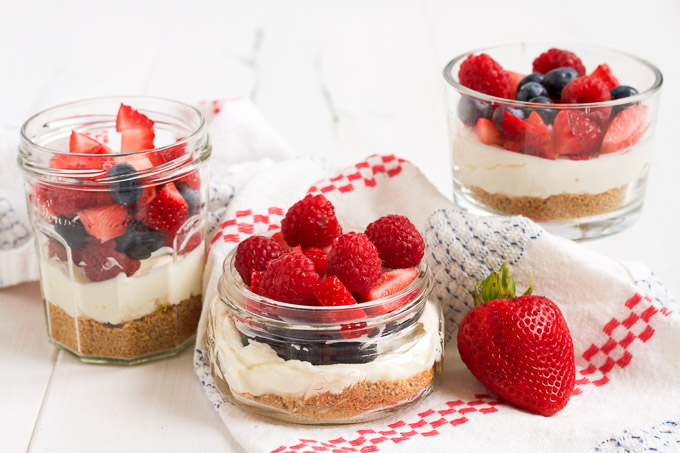 No-bake cheesecakes topped with fresh, ripe berries make the perfect summer dessert!