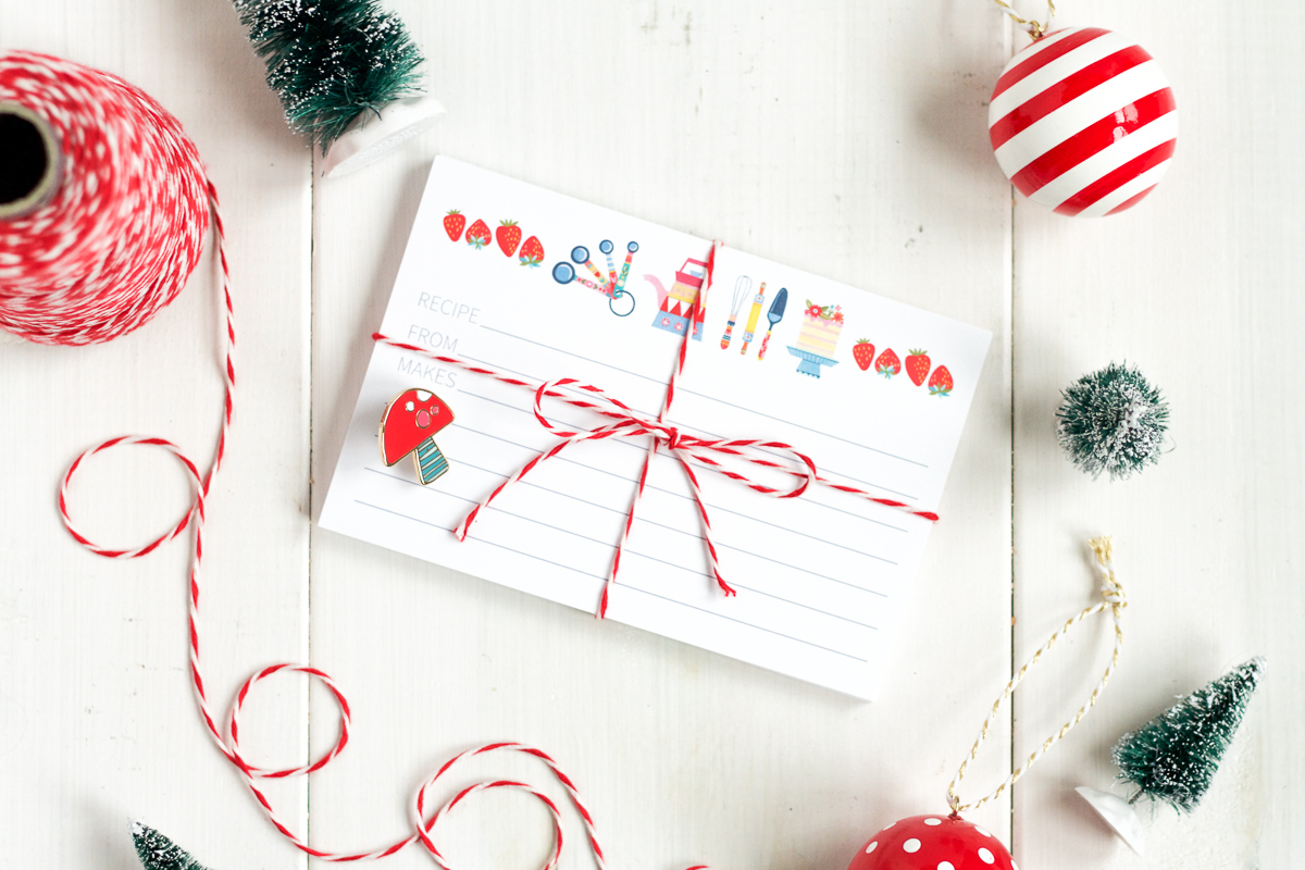 Cute recipe cards and a hard enamel pin from Scandinavian Gatherings.