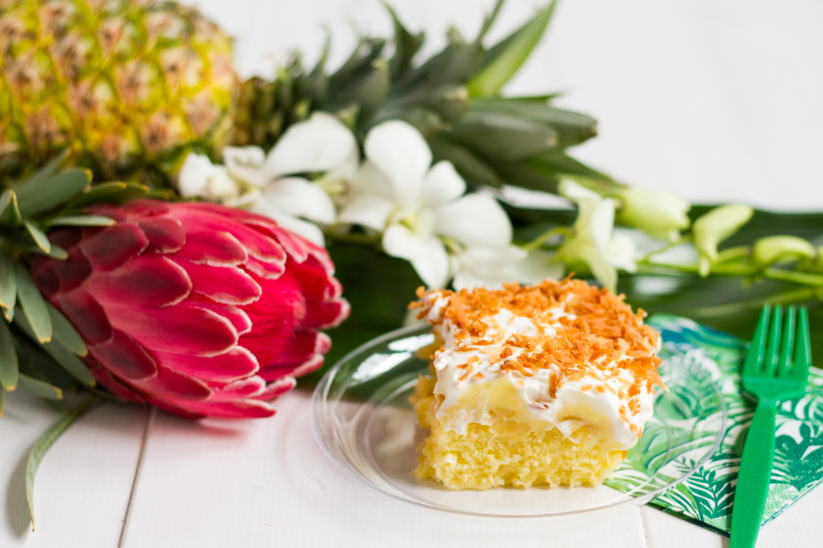 Hawaiian Party Cake, with flavors of pineapple and coconut, is the perfect easy dessert for your next get-together!