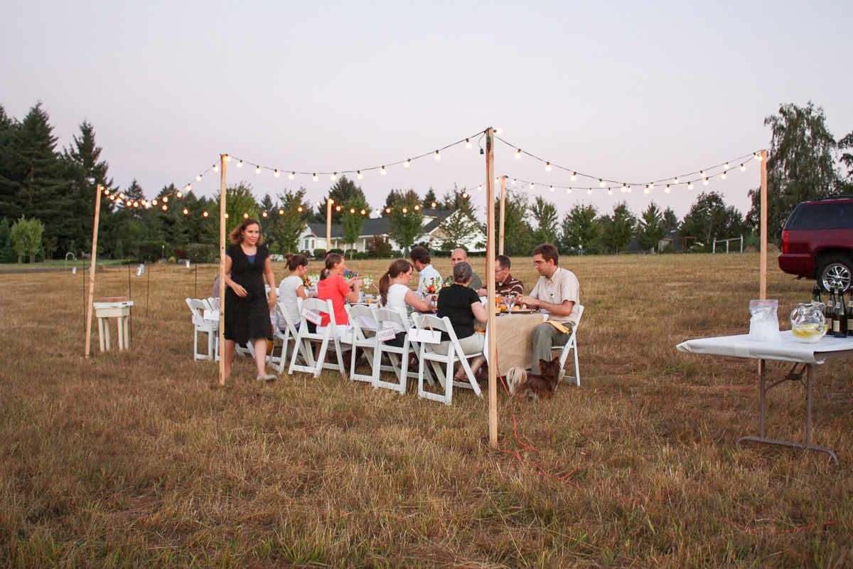 dinner in a field