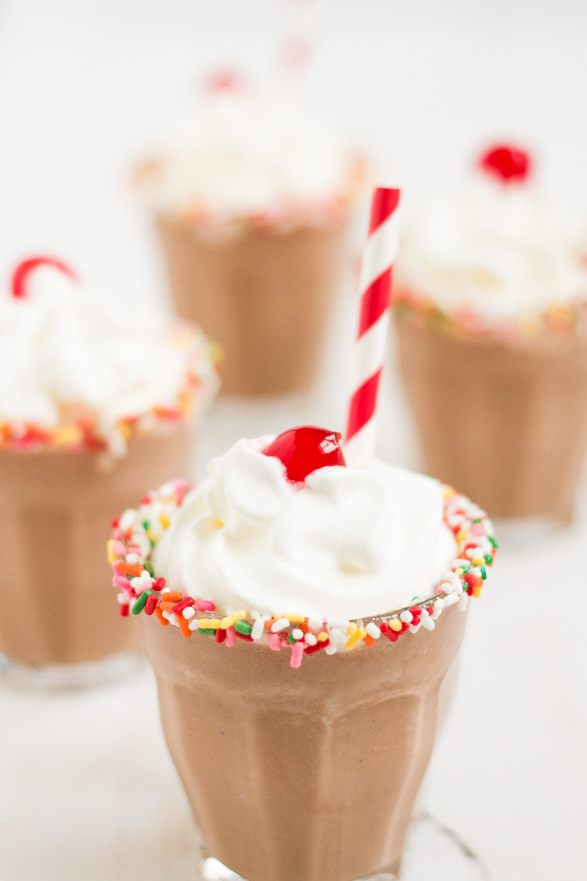 A delicious classic--homemade chocolate milkshakes