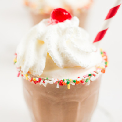 A delicious classic--homemade chocolate milkshakes