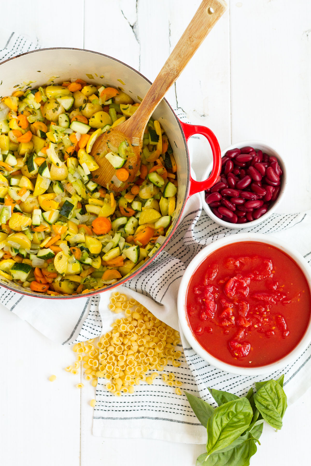 A classic minestrone recipe packed with fresh garden vegetables.
